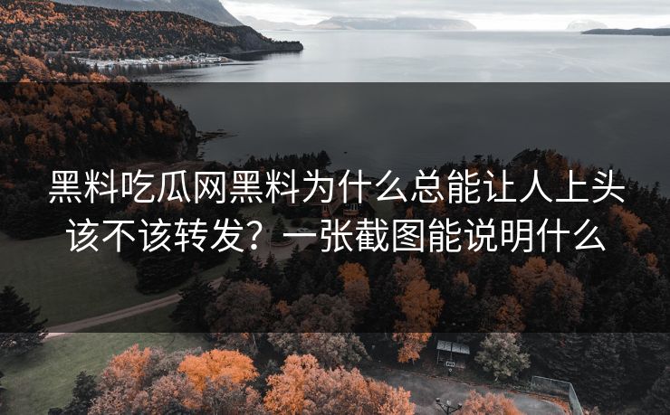 黑料吃瓜网黑料为什么总能让人上头该不该转发?一张截图能说明什么 黑料吃瓜网黑料为什么总能让人上头该不该转发?一张截图能说明什么