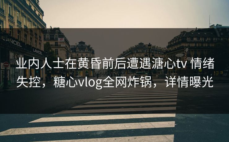 业内人士在黄昏前后遭遇溏心tv 情绪失控，糖心vlog全网炸锅，详情曝光