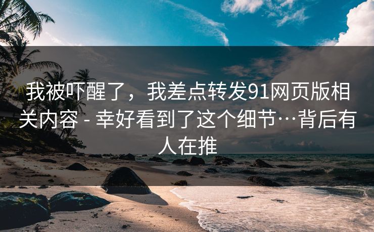我被吓醒了，我差点转发91网页版相关内容 - 幸好看到了这个细节…背后有人在推